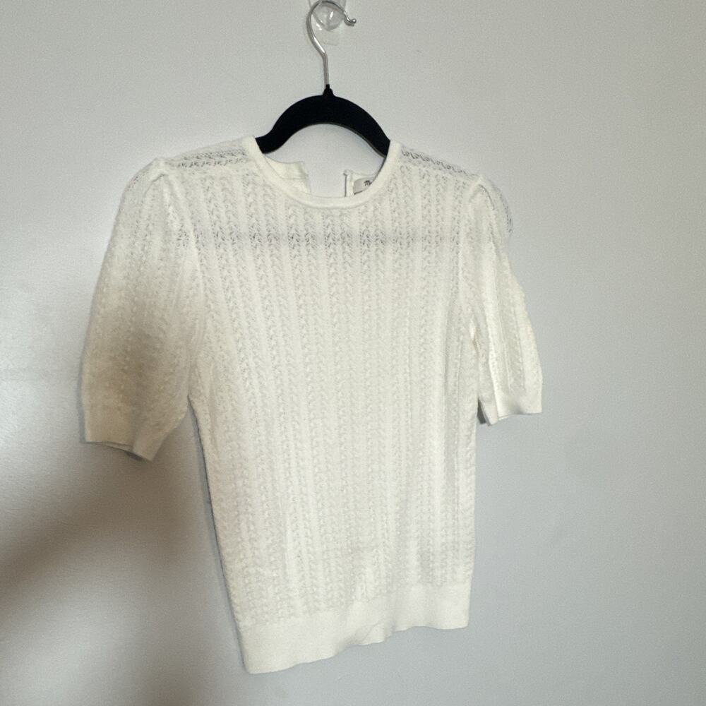 Madewell Women’s White Viscose Sweater Size S Crew Neck